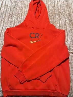 Nike Kids Red CR7 Hoodie with Gold Swoosh